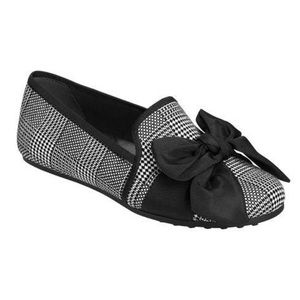 NWT Women's Aerosoles ‘Drive About’ Black White Plaid Bow Preppy Flats Loafers